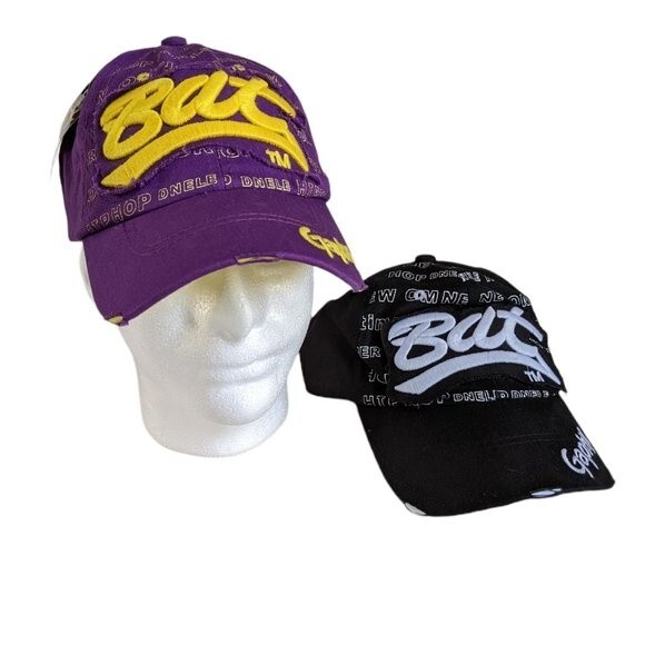 Bat Gaphy Distressed Look Adjustable Baseball Cap Hats (Set of 2) - Picture 2 of 11